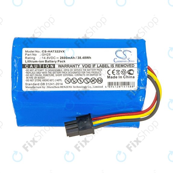Akkumulátor Fomt R620c, Haier T322, J300s, Liectroux DH860, TCL S15, Tomefon, 2600mAh, Li-Ion, 14.8V, GH28, HQ
