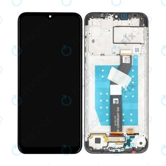 Motorola Moto G8 Power Lite - LCD Kijelző + Érintőüveg + Keret (Black) - 5D68C16532, 55D68C18031 Genuine Service Pack