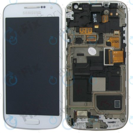 Samsung Galaxy S4 Mini i9195 - LCD Kijelző + Érintőüveg + Keret (White Frost) - GH97-14766B Genuine Service Pack