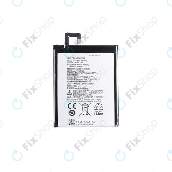 Lenovo VIBE S1 Lite - Akkumulátor BL260 2800mAh