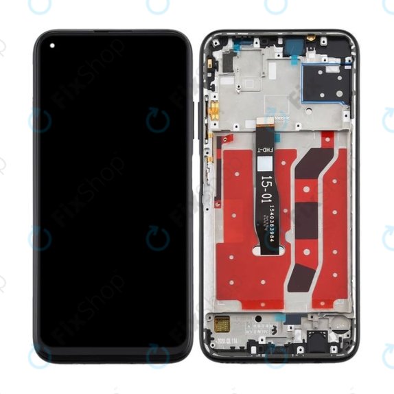 Huawei P40 Lite - LCD Kijelző + Érintőüveg + Keret (Midnight Black) TFT