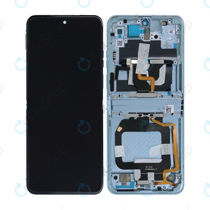 Motorola Razr 40 Ultra - LCD Kijelző + Érintőüveg + Keret (Glacier Blue) - 5D68C22597 Genuine Service Pack