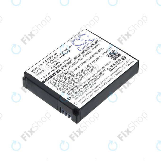 Akkumulátor GoPro HD Hero, Hero2, 1100mAh, Li-Ion, 3.7V, AHDBT-001, HQ