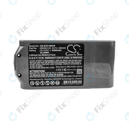 Dyson V10 - Akkumulátor 969352-02, SV12, 206340 Li-Ion 25.2V 2500mAh HQ