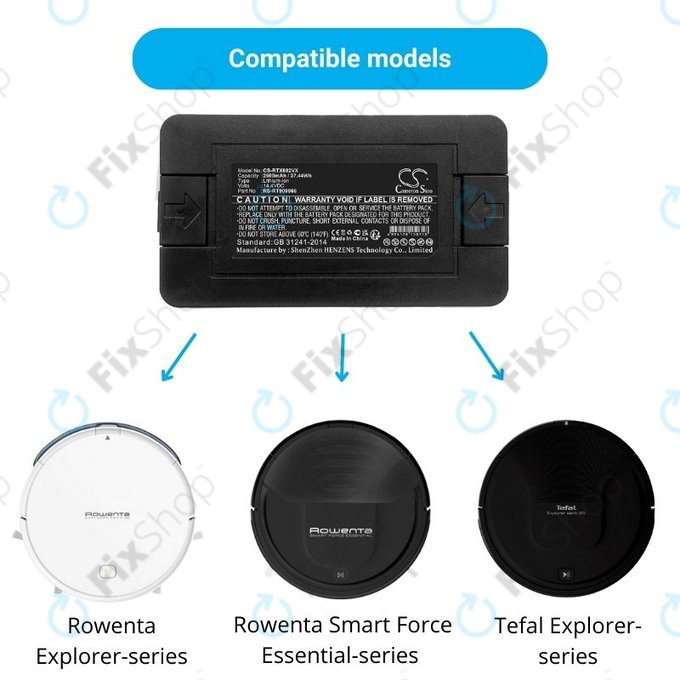Rowenta Explorer-series, Smart Force Essential-series, Tefal Explorer-series - Akkumulátor RS-RT900866 Li-Ion 14.4V 2600mAh HQ