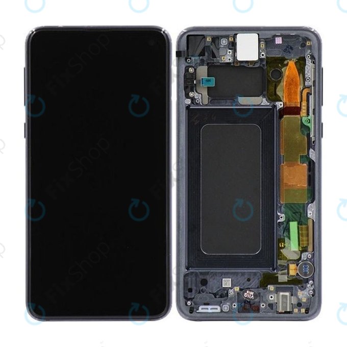 Samsung Galaxy S10e G970F - LCD Kijelző + Érintőüveg + Keret (Prism Black) TFT