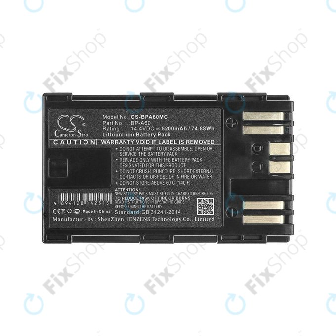 Akkumulátor Canon EOS S200, C300, 5200mAh, Li-Ion, 14.4V, BP-A60, HQ