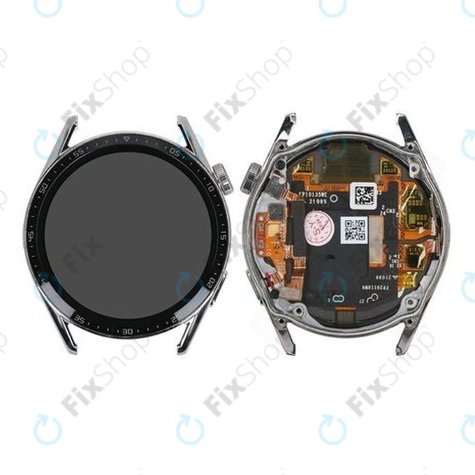 Huawei Watch GT 3 JPT-B19 46mm - LDC Kijelző + Érintőüveg + Keret (Silver) - 02354QMS Genuine Service Pack