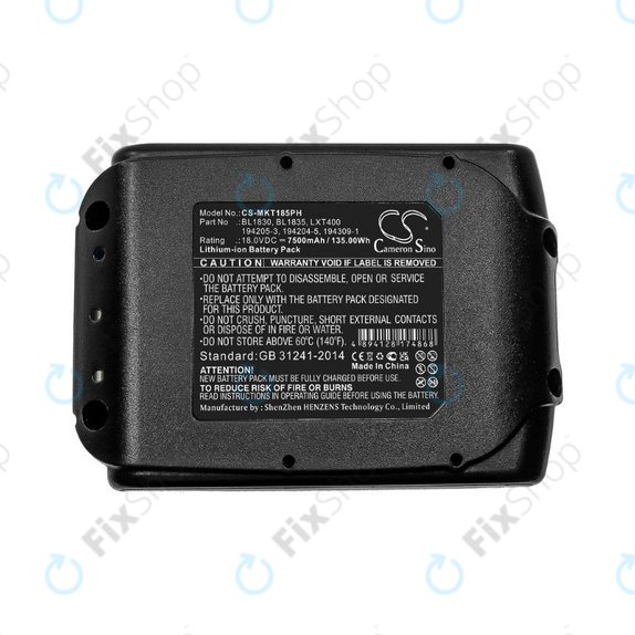 Makita 18V - Akkumulátor BL1830, BL1835, LXT400,194205-3, 194204-5, 194309-1 Li-Ion 18.0V 7500mAh HQ