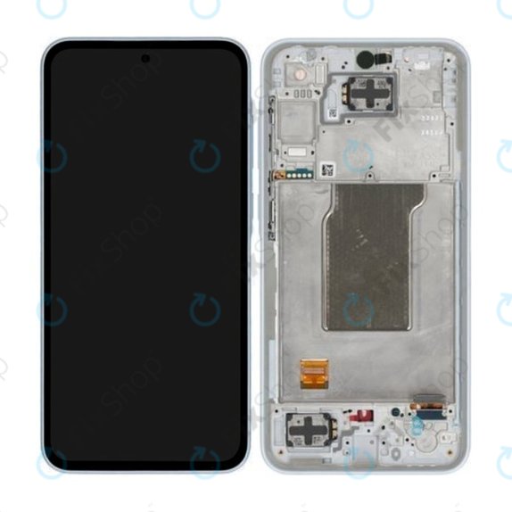 Samsung Galaxy A35 A356B - LCD Kijelző + Érintőüveg + Keret (Awesome Iceblue) - GH82-34221B Genuine Service Pack
