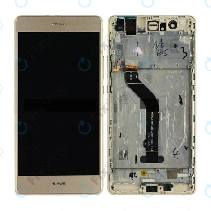 Huawei P9 lite - LCD Kijelző + Érintőüveg + Keret (Gold) TFT