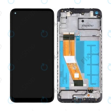 Samsung Galaxy A11 A115F - LCD Kijelző + Érintőüveg + Keret (Black) - GH81-18760A Genuine Service Pack