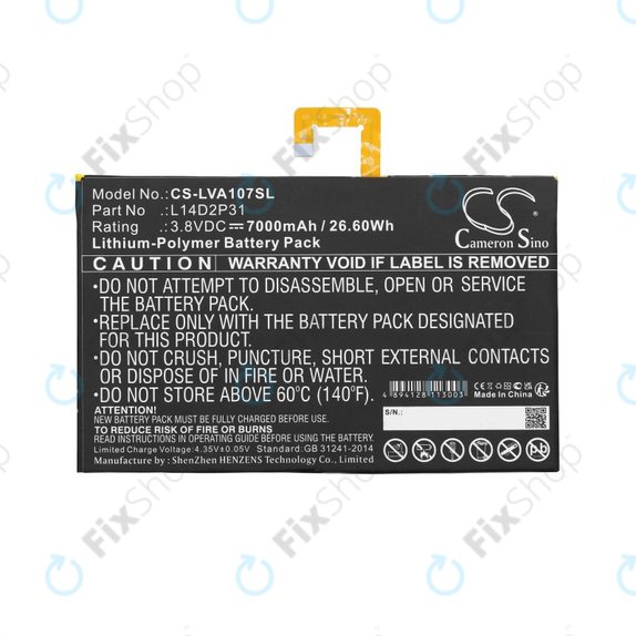 Akkumulátor Lenovo Tab 2, Lenovo Tab 4, Lenovo TB2, 7000mAh, Li-Pol, 3.8V, L14D2P31, HQ