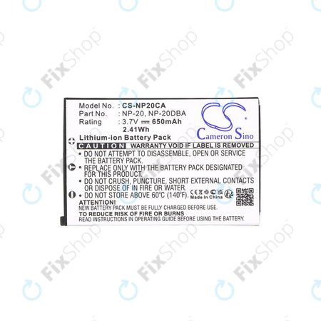 Akkumulátor Casio Exilim Card Ex-S880, 650mAh, Li-Ion, 3.7V, NP-20, HQ