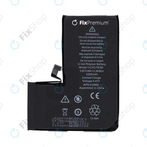Akkumulátor iPhone 14 Pro, 3200mAh, A2866, FixPremium