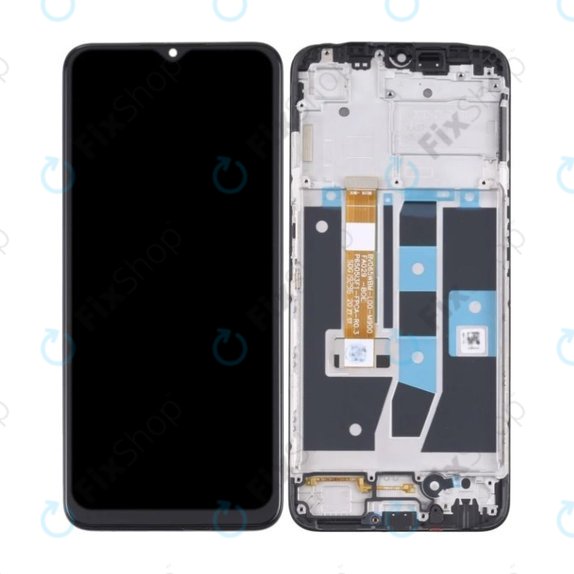 Oppo A16, A16s - LCD Kijelző + Érintőüveg + Keret (Crystal Black) TFT