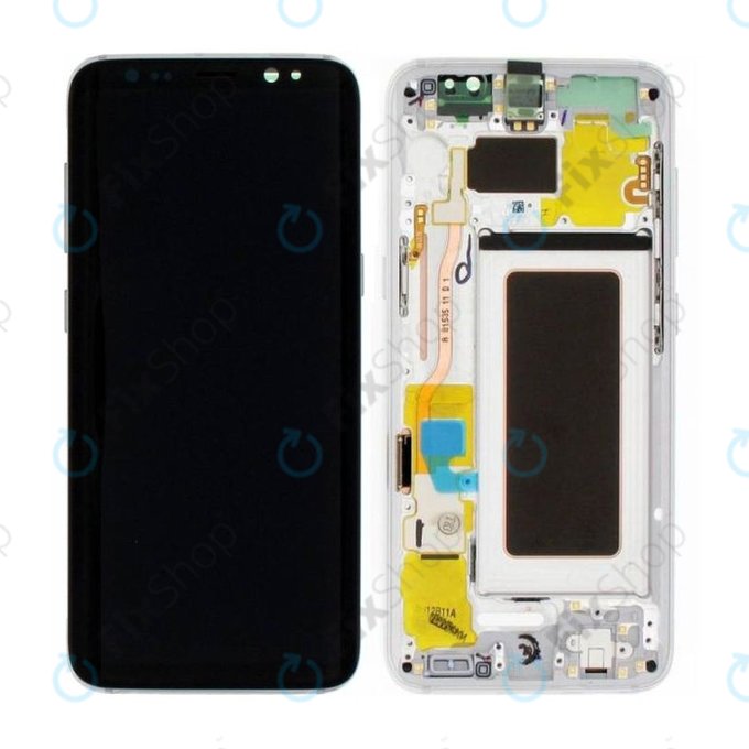 Samsung Galaxy S8 G950F - LCD Kijelző + Érintőüveg + Keret (Arctic Silver) - GH97-20457B, GH97-20473B, GH97-20458B, GH97-20629B Genuine Service Pack