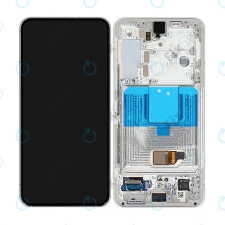 Samsung Galaxy S22 S901B - LCD Kijelző + Érintőüveg + Keret (Phantom White) - GH82-27520B, GH82-27521B Genuine Service Pack