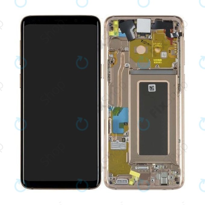 Samsung Galaxy S9 G960F - LCD Kijelző + Érintőüveg + Keret (Sunrise Gold) - GH97-21696E, GH97-21697E Genuine Service Pack