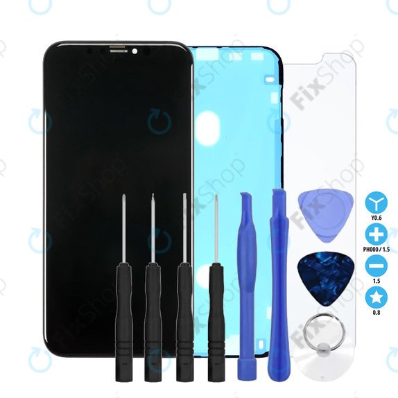 Apple iPhone XR - LCD Kijelző + Érintőüveg + Keret In-Cell FixPremium + Ragasztó LCD Kijelzőhöz + Edzett Üveg + Szerszámkészlet - Multipack