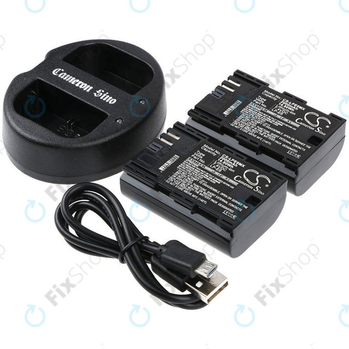 2 db Akkumulátor töltővelCanon EOS 5D Mark II, EOS 7D, 2000mAh, Li-Ion, 7.4V, LP-E6, HQ