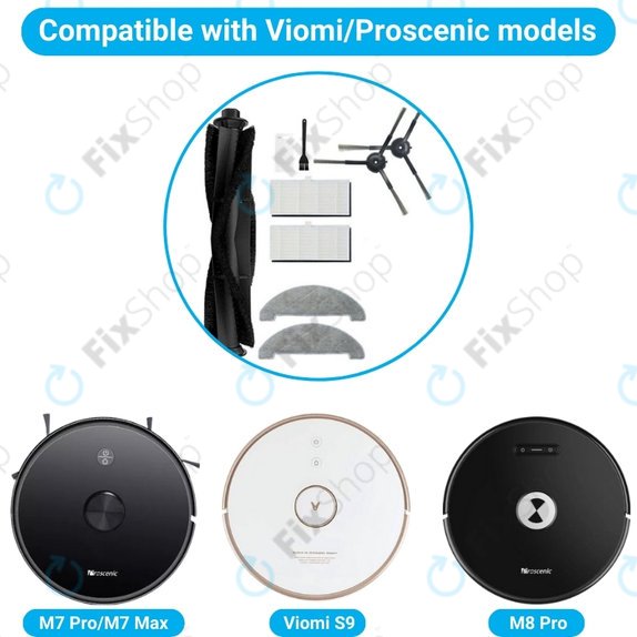 Xiaomi Viomi S9, Proscenic M7 Pro, M7 Max, M8 Pro - Kiegészítő Készlet (Fekete)