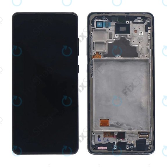 Samsung Galaxy A72 A725F, A726B - LCD Kijelző + Érintőüveg + Keret (Awesome Black) TFT