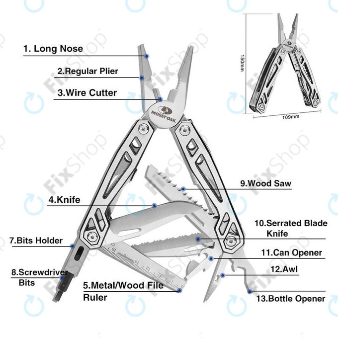 Mossy Oak - Stainless Steel Plier Tool 21in1