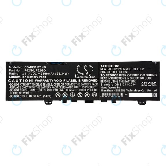 Akkumulátor Dell Inspiron 13, 7373, Vostro 13, 3100mAh, Li-Ion, 11.4V, F62G0, HQ