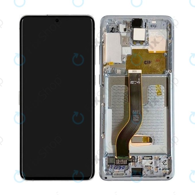 Samsung Galaxy S20 Plus G985F - LCD Kijelző + Érintőüveg + Keret (Cloud White) - GH82-22134B, GH82-22145B Genuine Service Pack