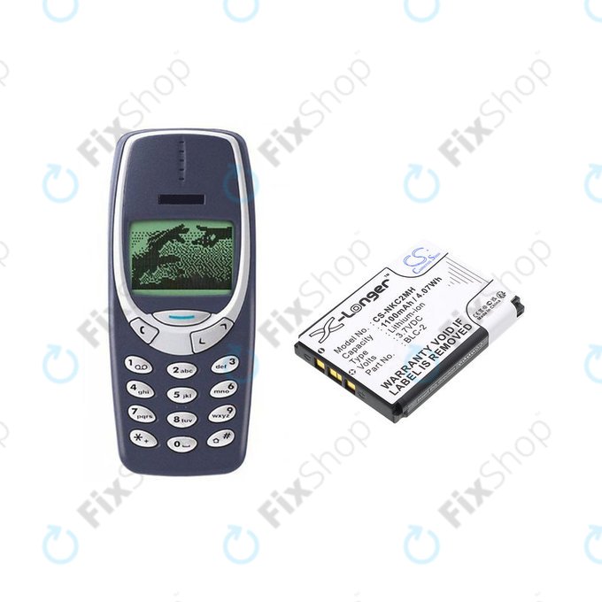 Akkumulátor Nokia 3310, 3330, 1220, 1260, 3560, 5510, 6650, 6800, BLC-2, Li-ion, 3.7V, 1100mAh, HQ