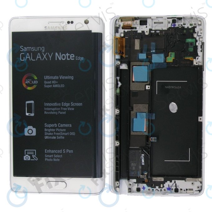 Samsung Galaxy Note Edge N915FY - LCD Kijelző + Érintőüveg + Keret (White) - GH97-16636B Genuine Service Pack