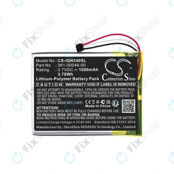 Akkumulátor Garmin Dash Cam 20, Nuvi 3400, 1000mAh, Li-Pol, 3.7V, 361-00046-00, HQ