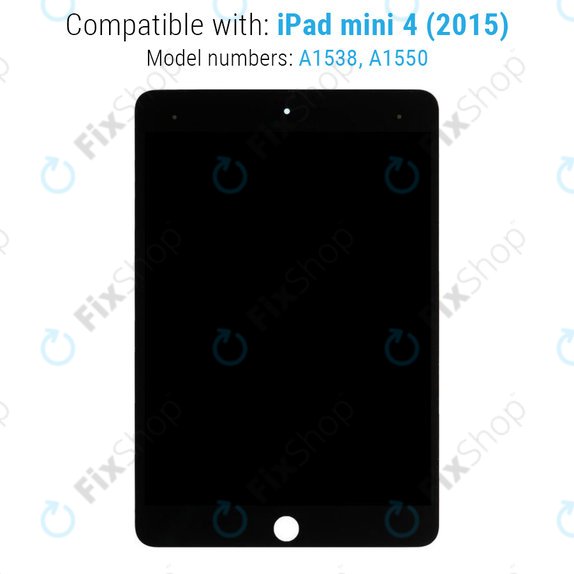 LCD Kijelző iPad Mini 4, Black, Érintőüveg keret nélkül