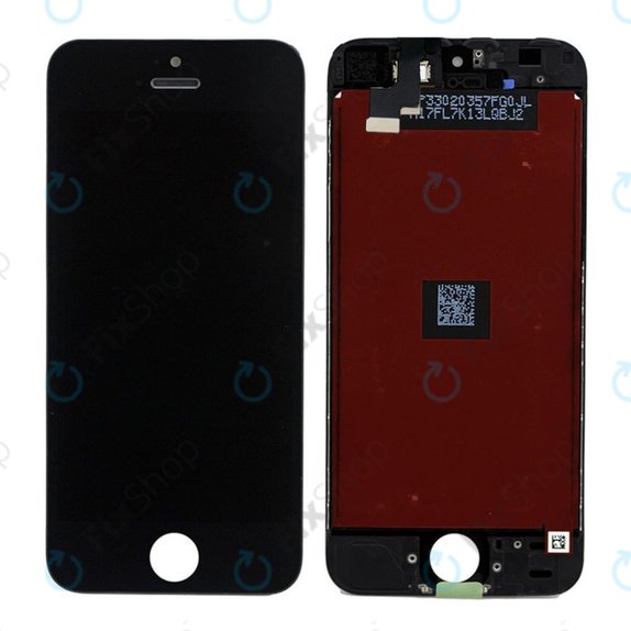 Kijelző iPhone 5S, SE, Black, Érintőüveg kerettel