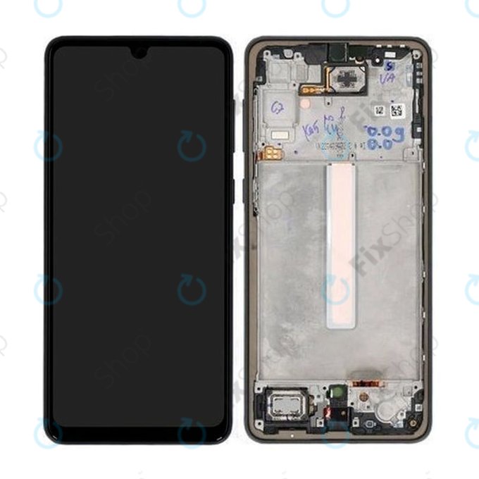 Samsung Galaxy A33 5G A336B - LCD Kijelző + Érintőüveg + Keret (Black) - GH82-28143A, GH82-28144A Genuine Service Pack