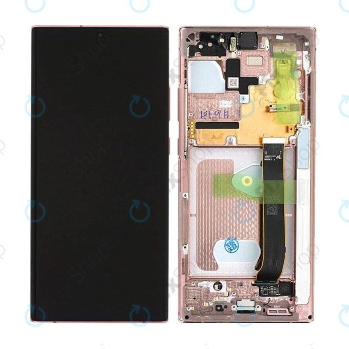 Samsung Galaxy Note 20 Ultra N986B - LCD Kijelző + Érintőüveg + Keret (Mystic Bronze) - GH82-23596D, GH82-23511D, GH82-23621D, GH82-23622D, GH82-23597D, GH82-31459D Genuine Service Pack