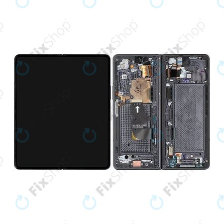Samsung Galaxy Z Fold 4 F936B - LCD Kijelző + Érintőüveg + Keret (Phantom Black) - GH82-29461A, GH82-29462A Genuine Service Pack