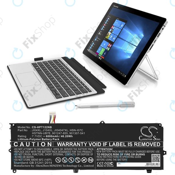 Akkumulátor HP Elite X2 1012 G2, 6000mAh, Li-Pol, 7.7V, JI04XL, HQ