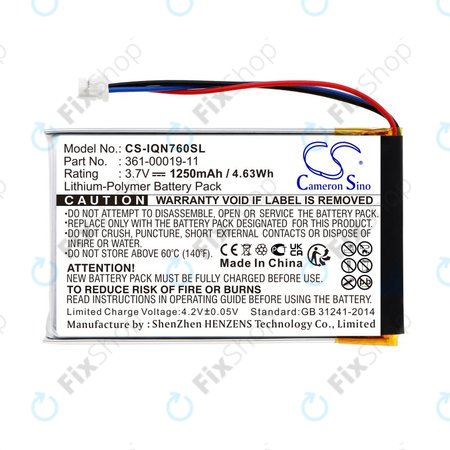 Akkumulátor Garmin Nüvi 700, 710, 760, 765, Nuvi 3590, 1250mAh, Li-Pol, 3.7V, 361-00019-11, HQ