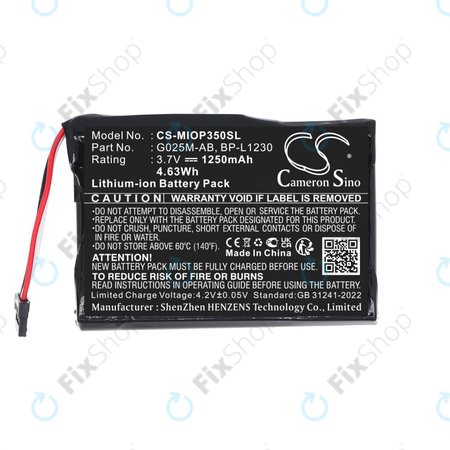 Akkumulátor Mitac Mio P350, P550, 1250mAh, Li-Ion, 3.7V, BL-LP1230, HQ