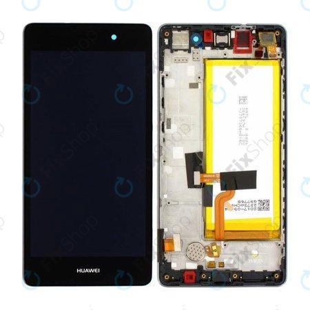 Huawei P8 Lite ALE-L21 - LCD Kijelző + Érintőüveg + Keret + Akkumulátor (Black) - 02350KCW, 02350KCC, 02350KCB, 02350JVD Genuine Service Pack
