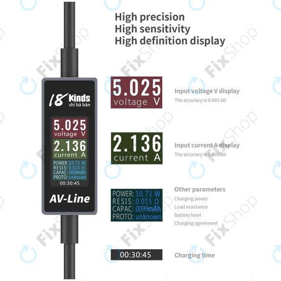 AV-Line - Intelligens Érzékelő Töltőkábel (Lightning - USB-A)