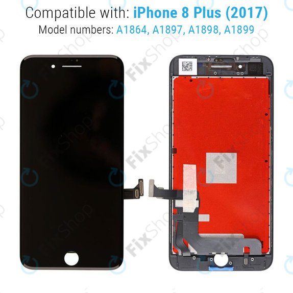 Apple iPhone 8 Plus - LCD Kijelző + Érintőüveg + Keret (Black) Refurbished