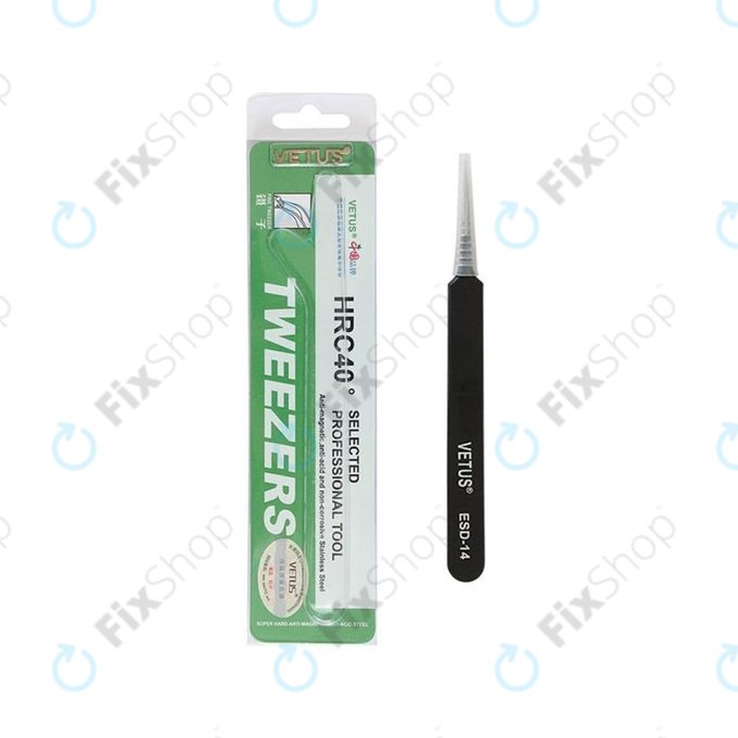Vetus ESD-14 - Fém Csipesz (Antisztatikus) - Éles Hegyű (110mm)
