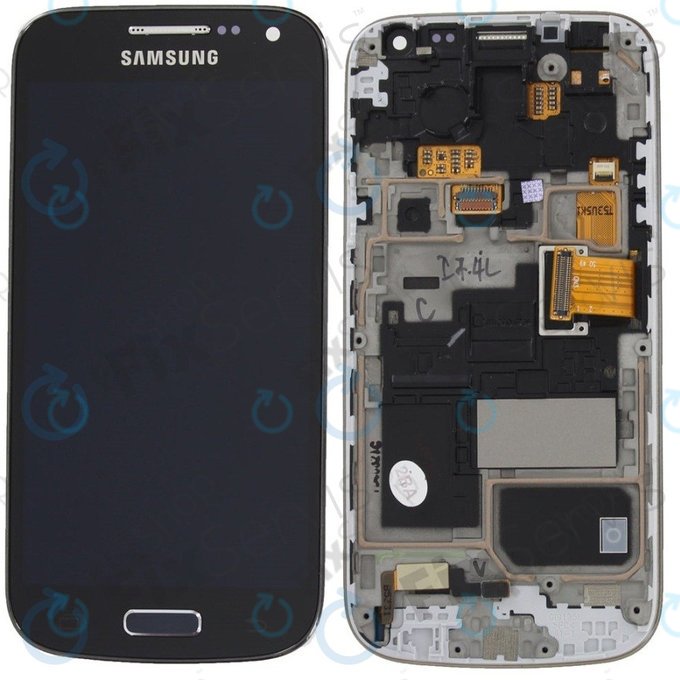 Samsung Galaxy S4 Mini Value I915i - LCD Kijelző + Érintőüveg + Keret (Black Mist) - GH97-16992C Genuine Service Pack