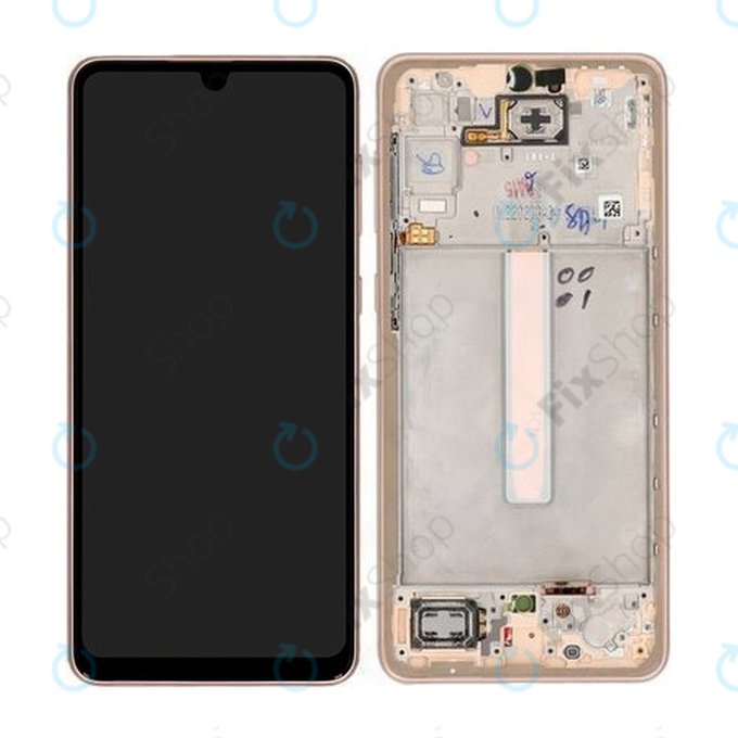 Samsung Galaxy A33 5G A336B - LCD Kijelző + Érintőüveg + Keret (Awesome Peach) - GH82-28143D, GH82-28144D Genuine Service Pack