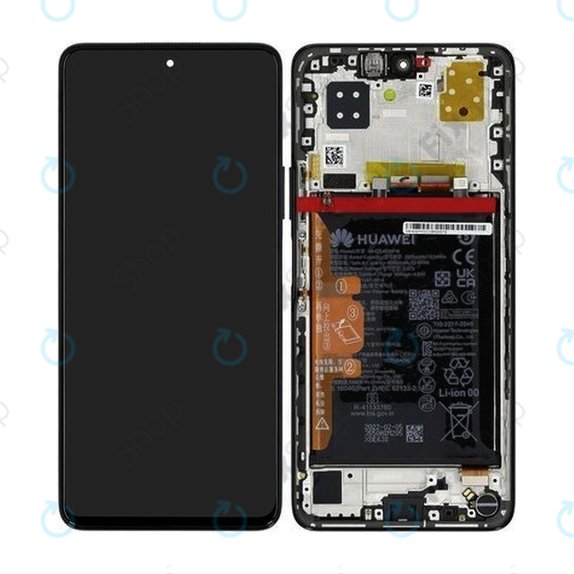 Huawei Nova 9 SE JLN-LX1 JLN-LX3 - LCD Kijelző + Érintőüveg + Keret + Akkumulátor (Midnight Black) - 02354UVY Genuine Service Pack