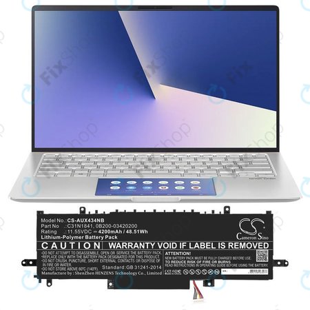 Akkumulátor Asus ZenBook 14, Flip 14, 4200mAh, Li-Pol, 11.55V, C31N1841, HQ