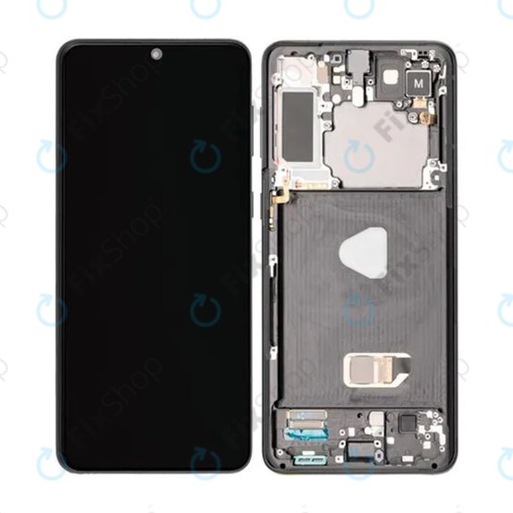 Samsung Galaxy S21 Plus G996B - LCD Kijelző + Érintőüveg + Keret (Phantom Black) TFT